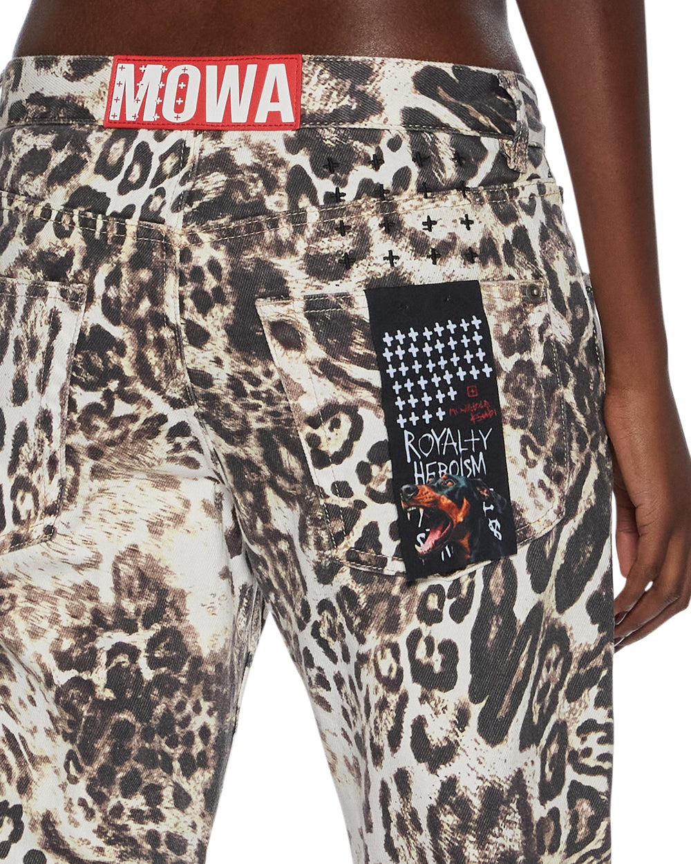 Womens Mowalola Anti K Cheetah Relaxed Denim Jeans