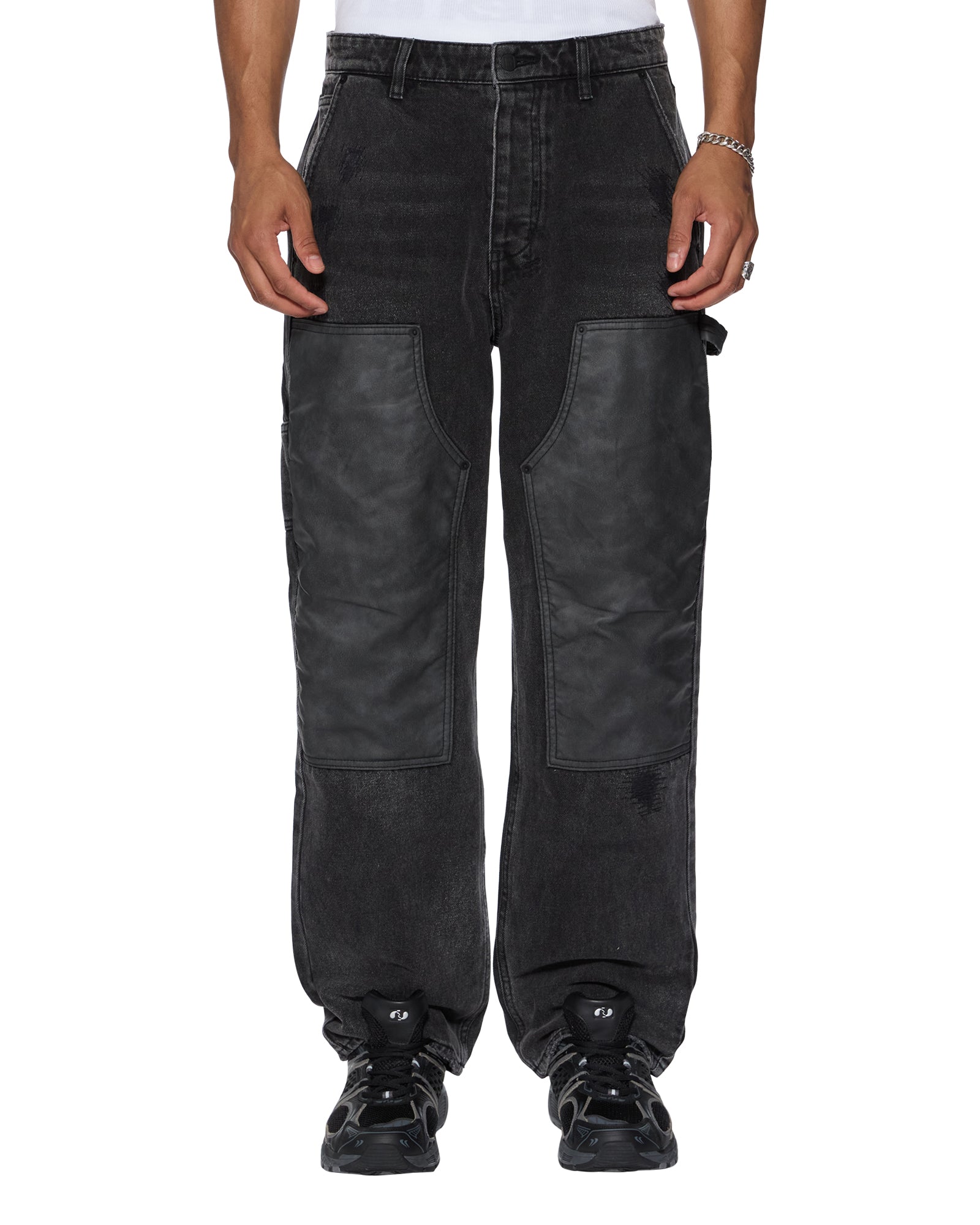 Mens Operator Pant Torqued Black Relaxed Denim Jeans