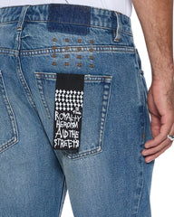 Mens Hazlow Roadhouse Repair Straight Denim Jeans