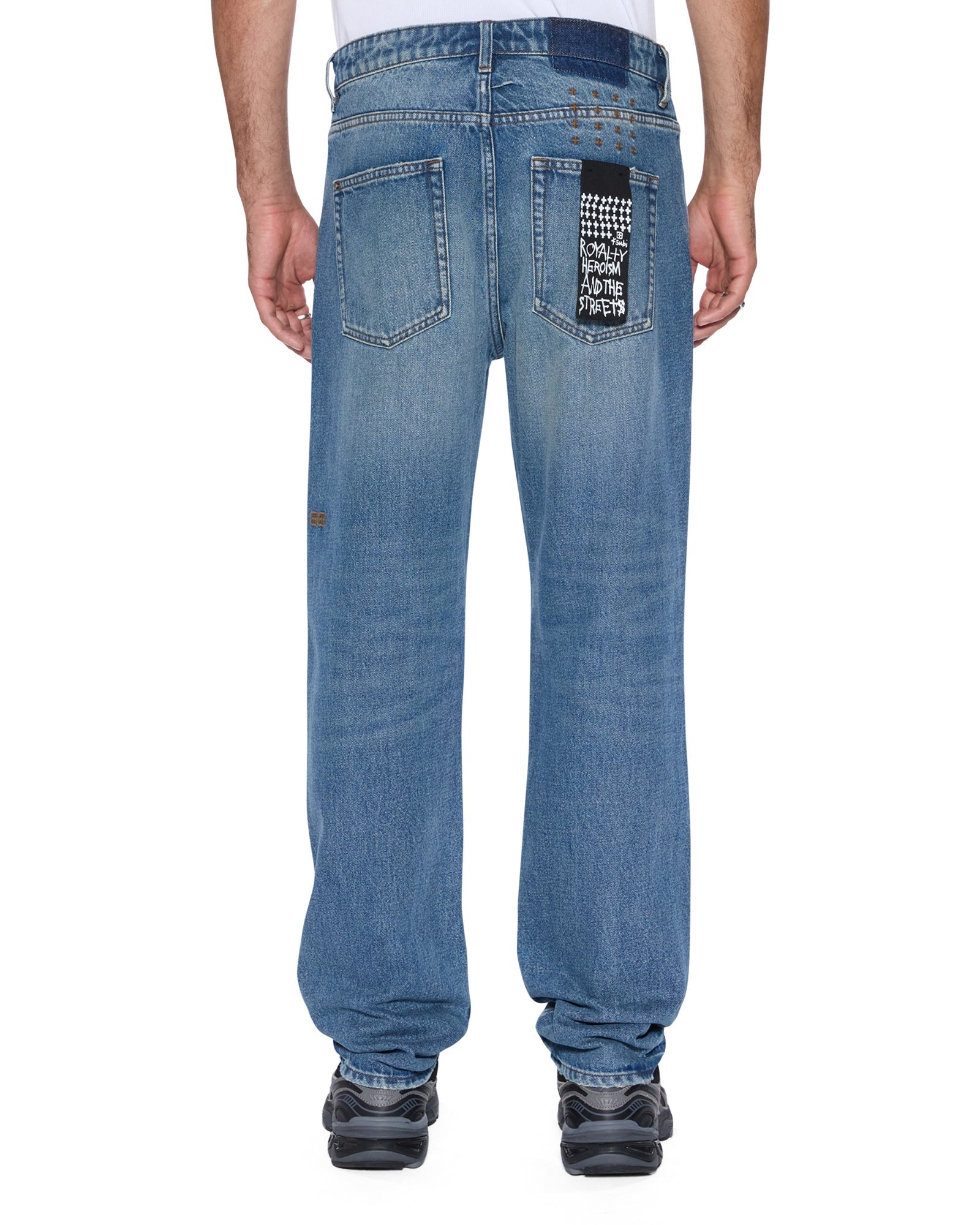 Mens Hazlow Roadhouse Repair Straight Denim Jeans