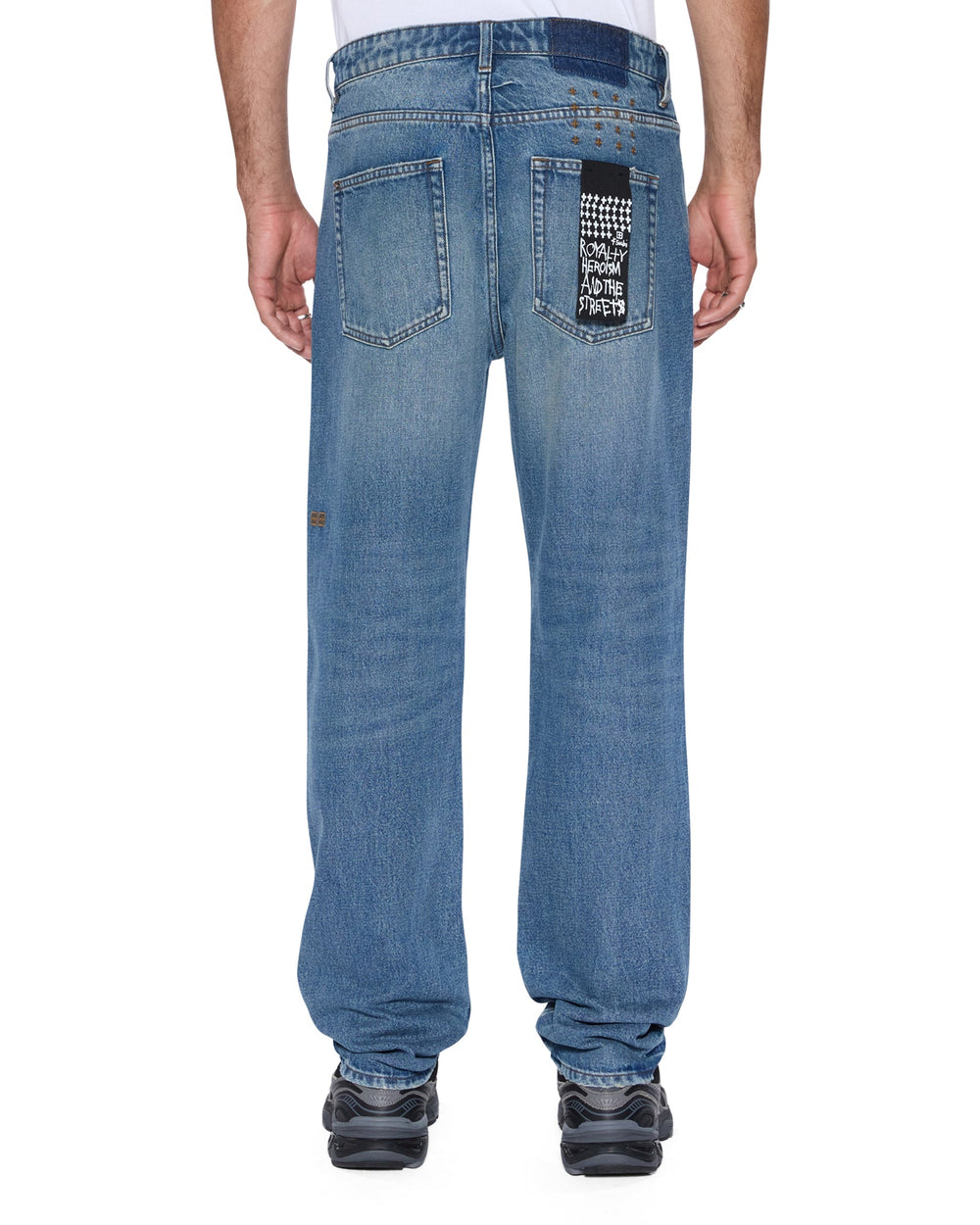 Mens Hazlow Roadhouse Repair Straight Denim Jeans