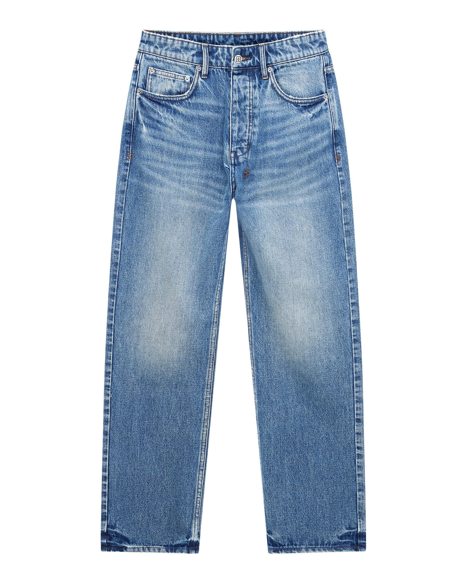 Mens Hazlow Roadhouse Repair Straight Denim Jeans