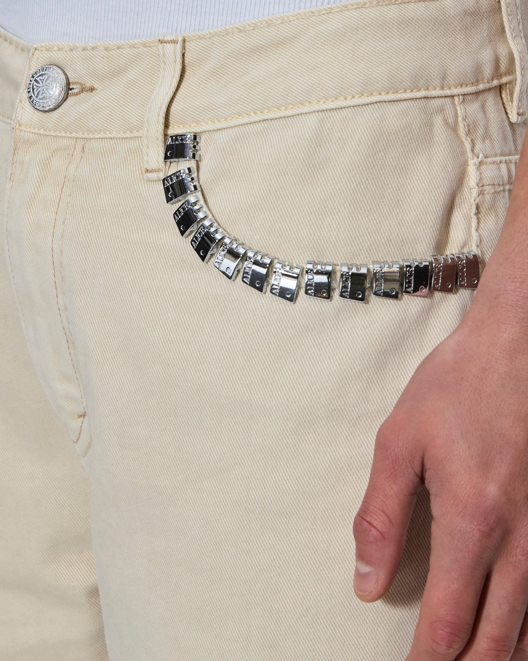 Mens Ksubi X Alice Hollywood Toro Ivory Bootcut Denim Jeans