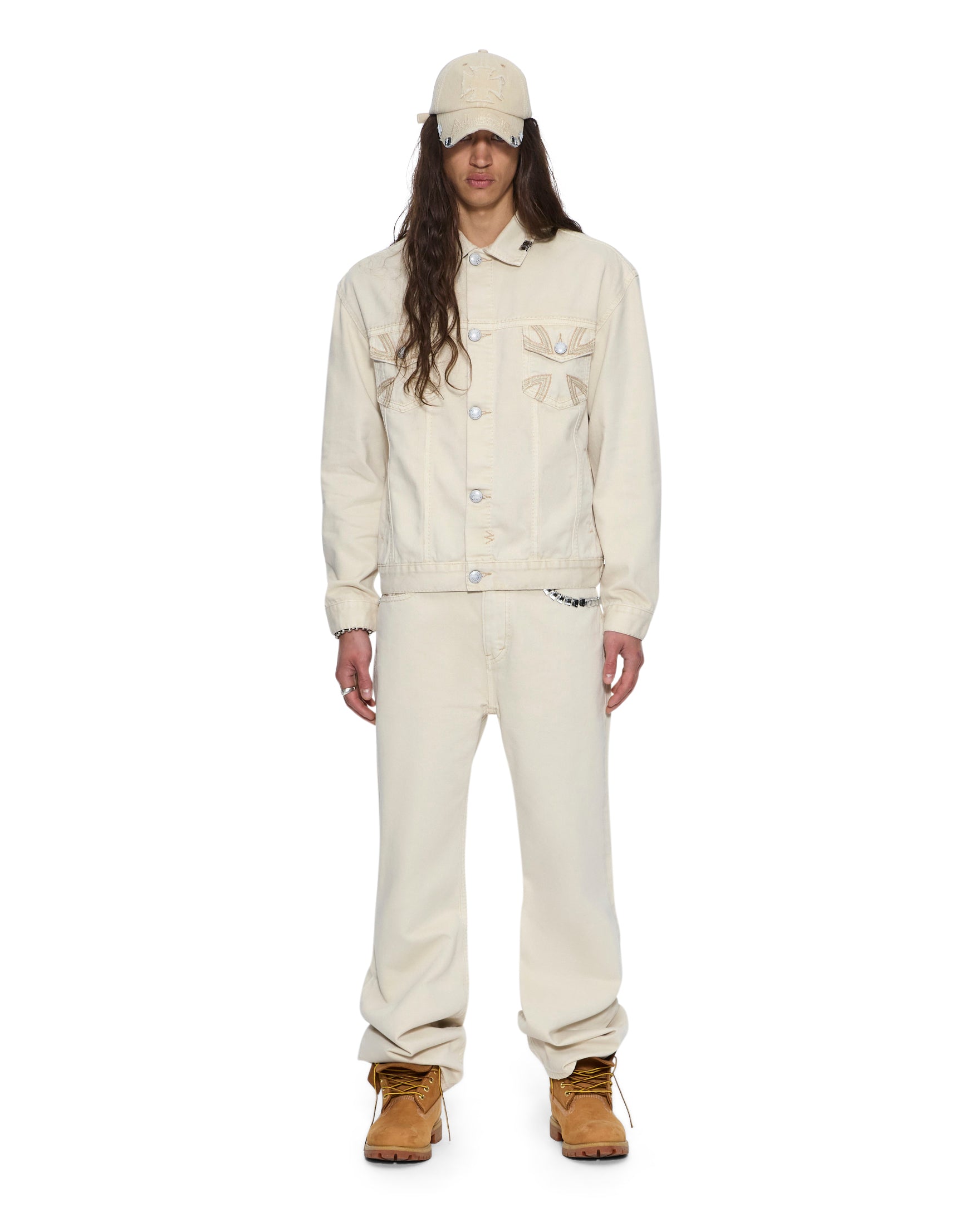 Mens Ksubi X Alice Hollywood Toro Ivory Bootcut Denim Jeans