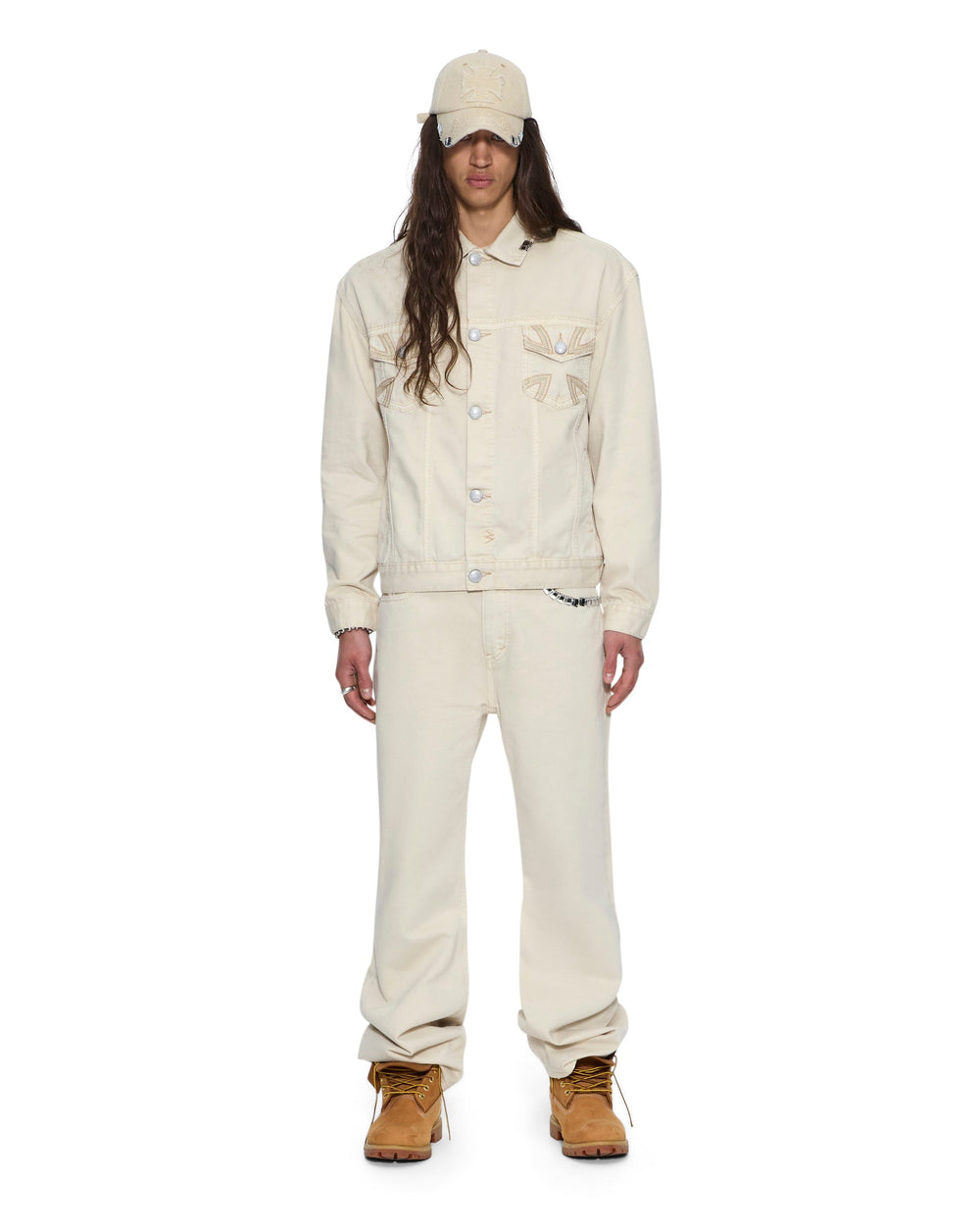 Mens Ksubi X Alice Hollywood Toro Ivory Bootcut Denim Jeans