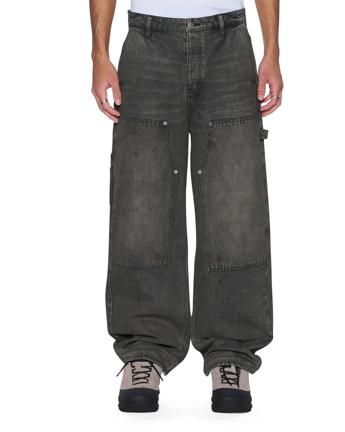 Mens Maxx Operator Mekanik Grey Baggy Denim Jeans