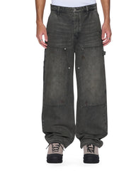 Mens Maxx Operator Mekanik Grey Baggy Denim Jeans