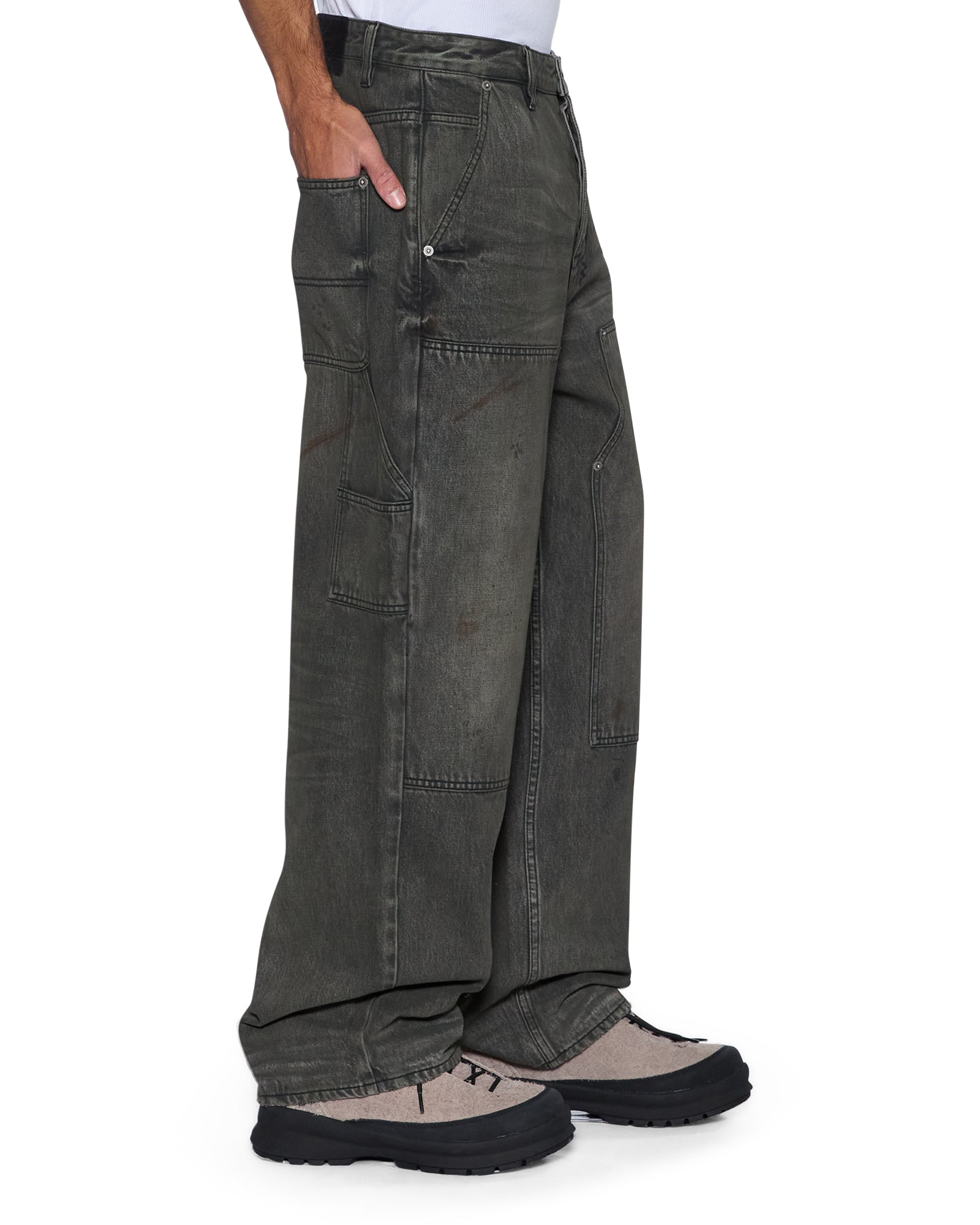 Mens Maxx Operator Mekanik Grey Baggy Denim Jeans