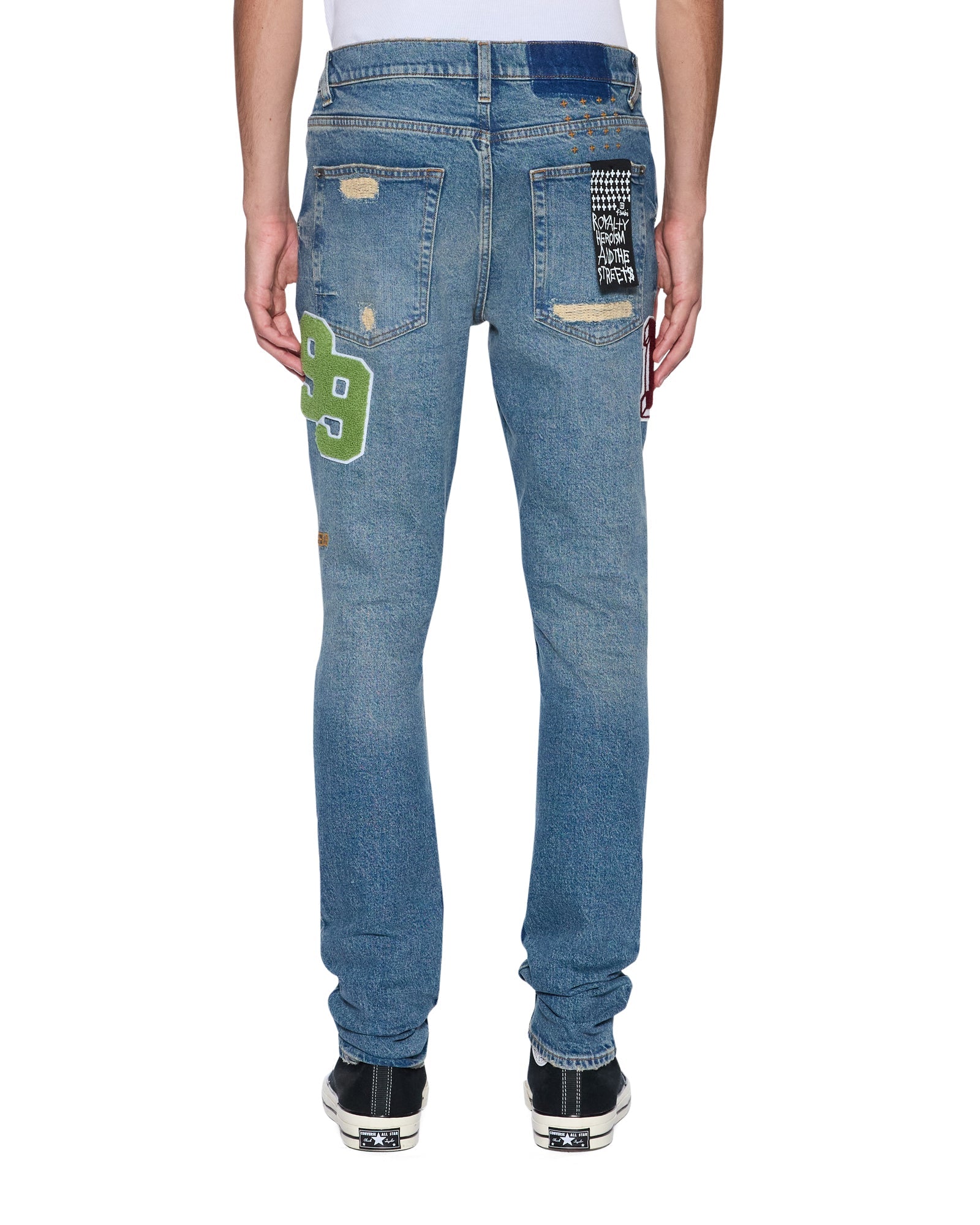 Mens Van Winkle Rodeo Patched Skinny Denim Jeans