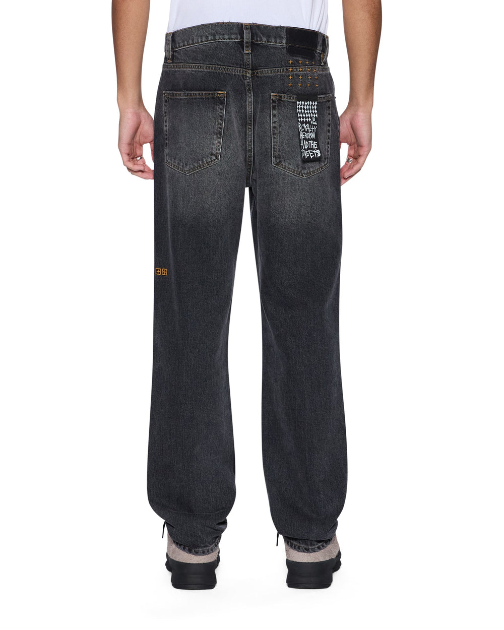 Mens Anti K Villain Grey Relaxed Denim Jeans