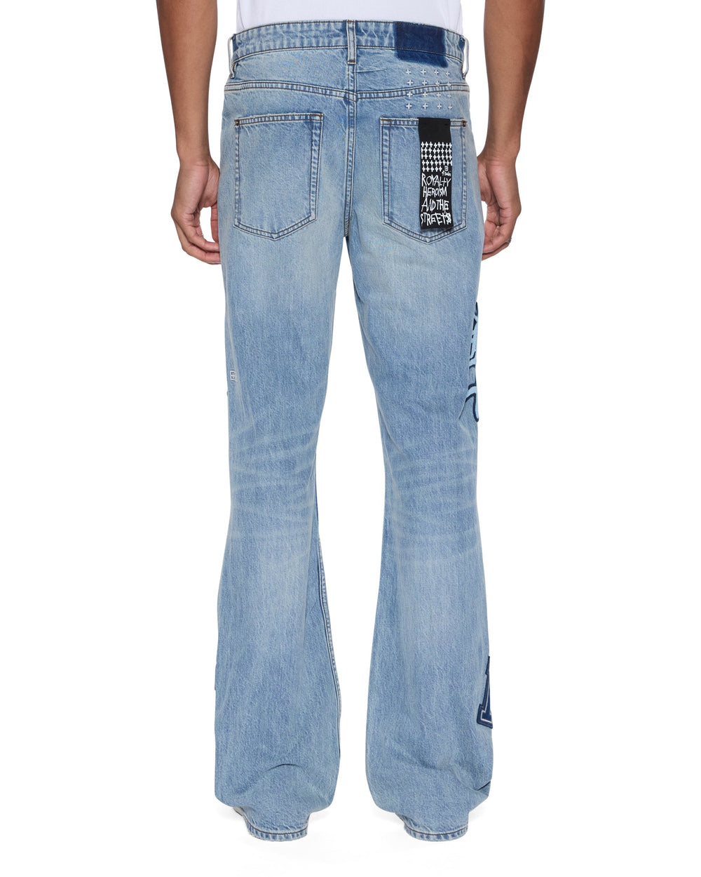 Mens Bronko Striker Patched Bootcut Denim Jeans