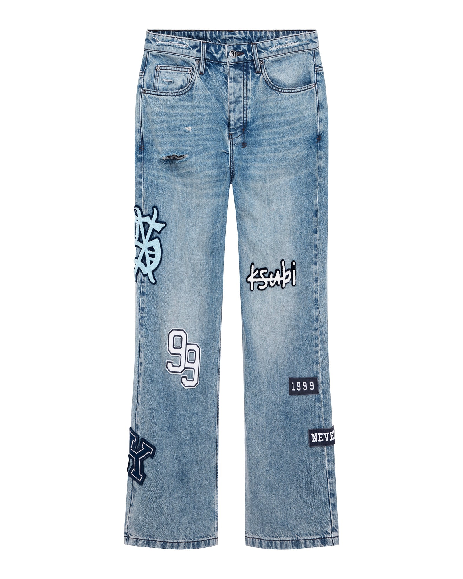 Mens Bronko Striker Patched Bootcut Denim Jeans