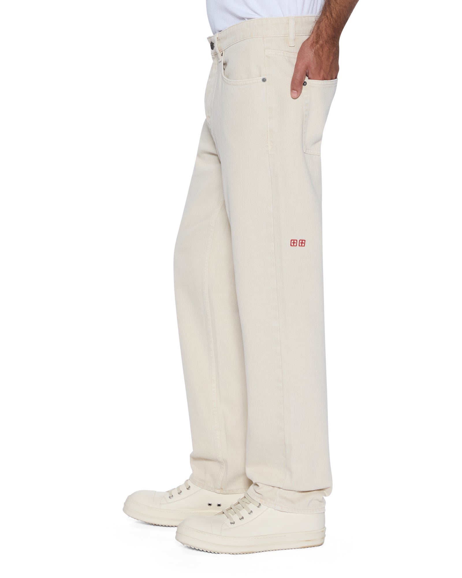 Mens Hazlow Ecru Straight Denim Jeans