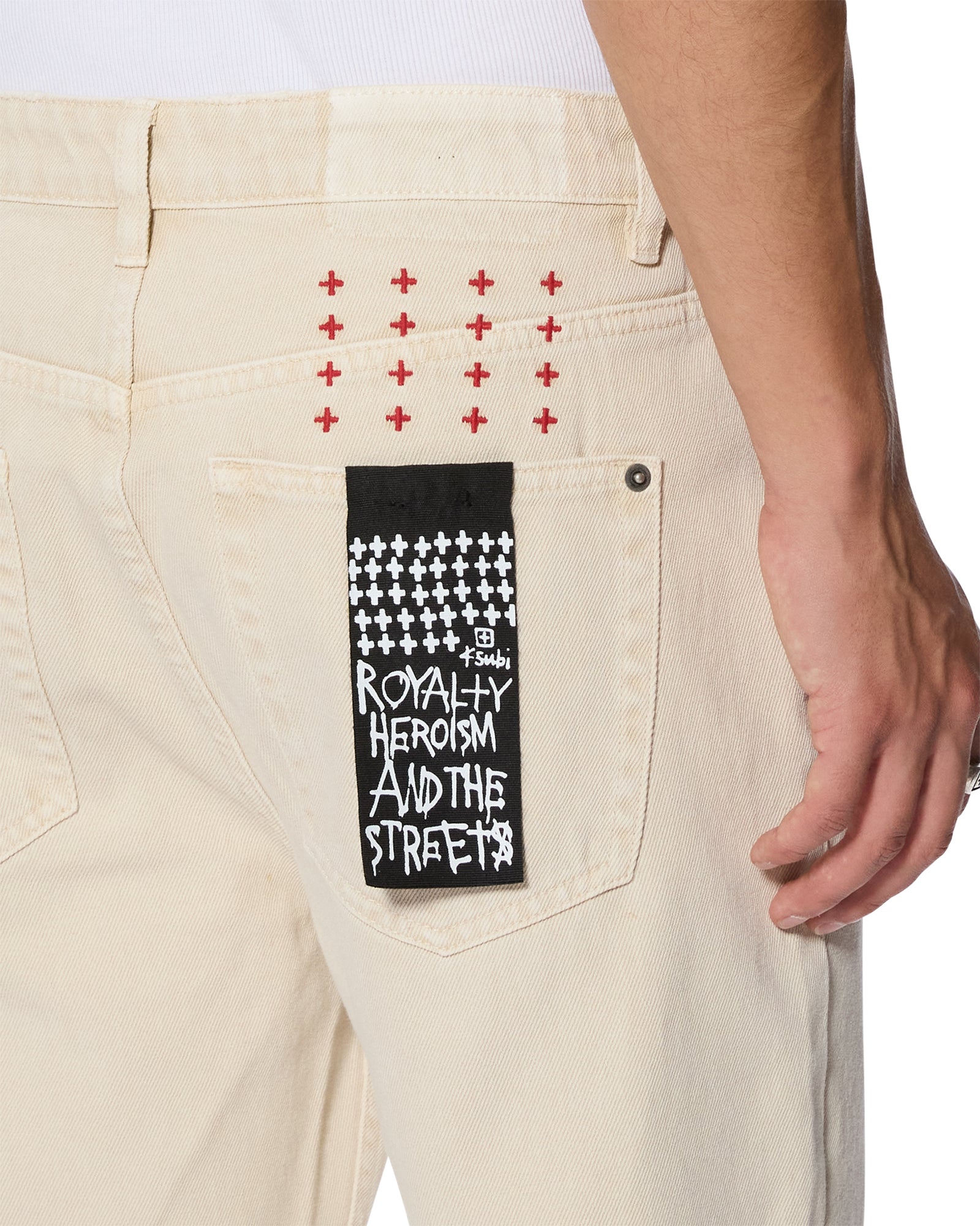 Mens Hazlow Ecru Straight Denim Jeans