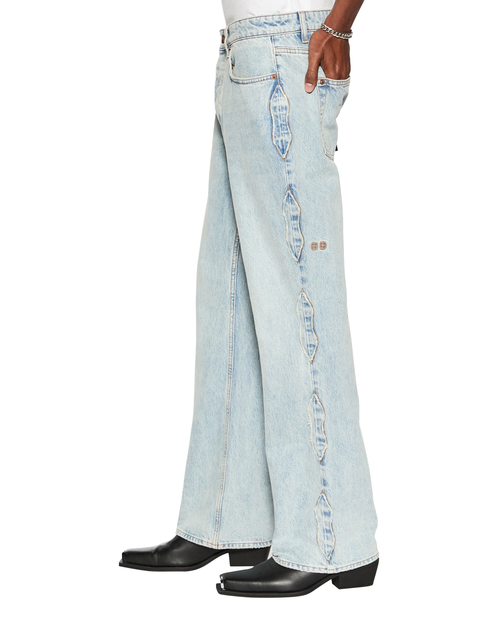 Bronko Paragon Kraft Wide Leg Jean - Stone Wash Denim