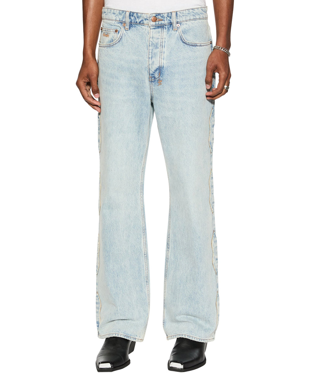 Bronko Paragon Kraft Wide Leg Jean - Stone Wash Denim