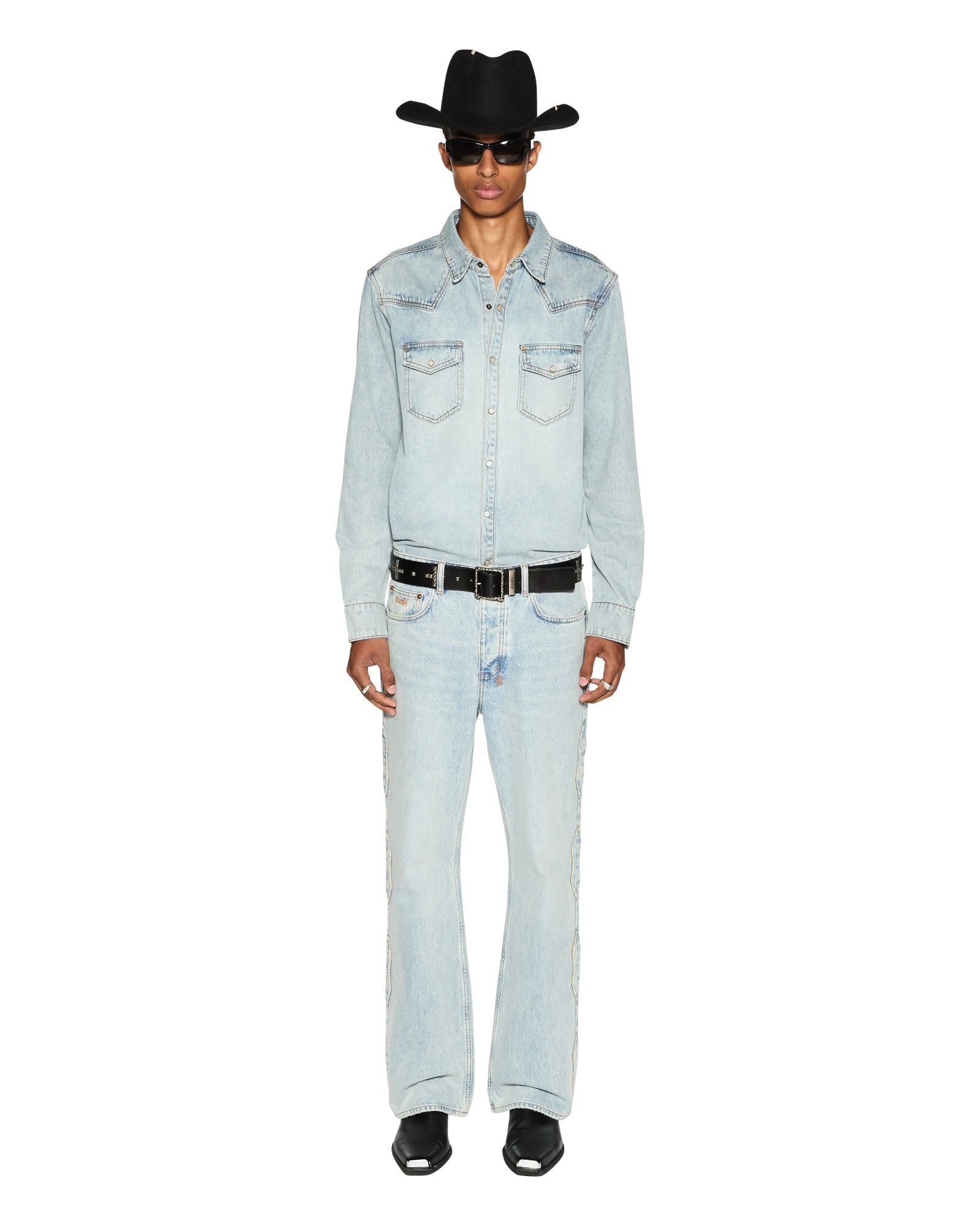 Bronko Paragon Kraft Wide Leg Jean - Stone Wash Denim