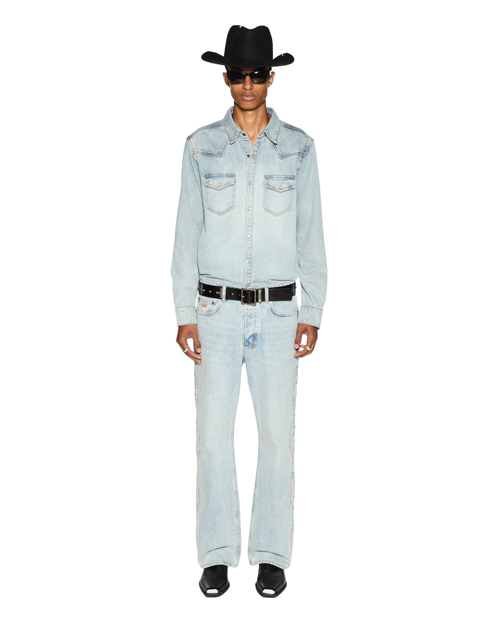 Bronko Paragon Kraft Wide Leg Jean - Stone Wash Denim