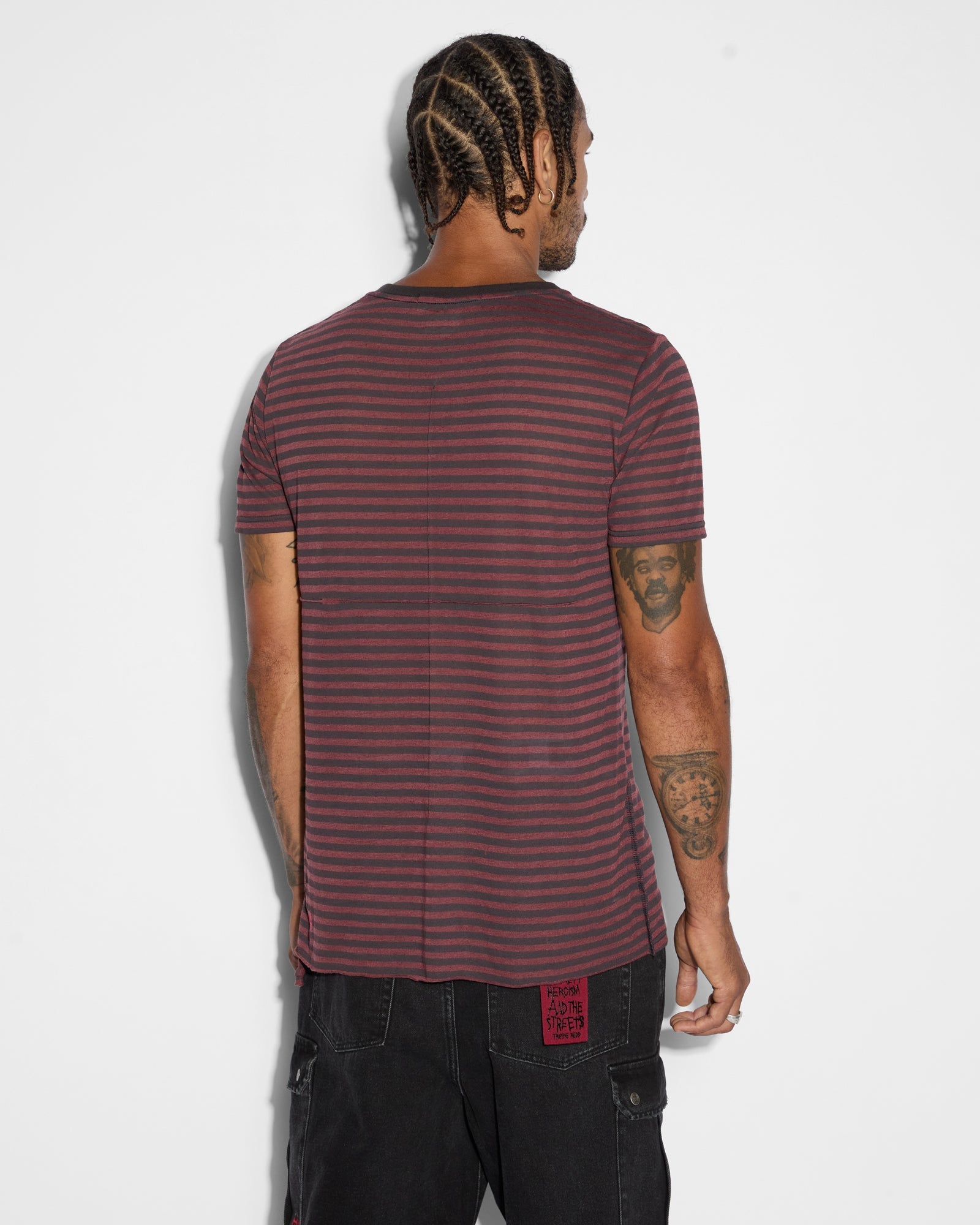 Angel Sioux Short Sleeve Mens T-shirt - Red Black Stripe
