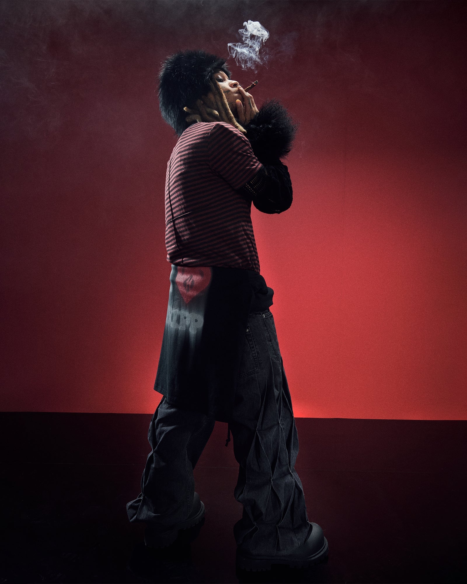 Angel Sioux Short Sleeve Mens T-shirt - Red Black Stripe