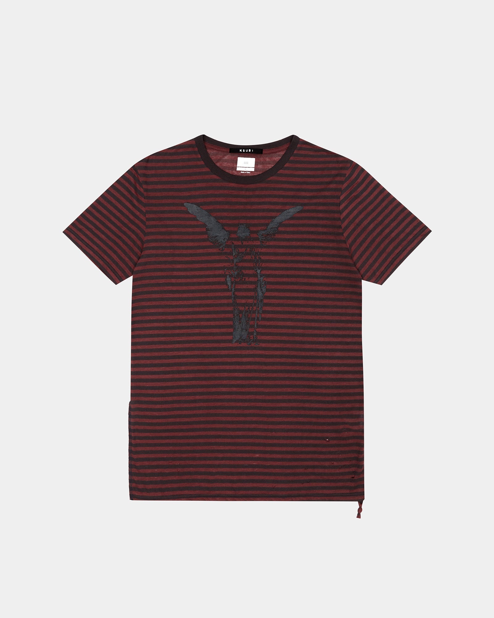 Angel Sioux Short Sleeve Mens T-shirt - Red Black Stripe