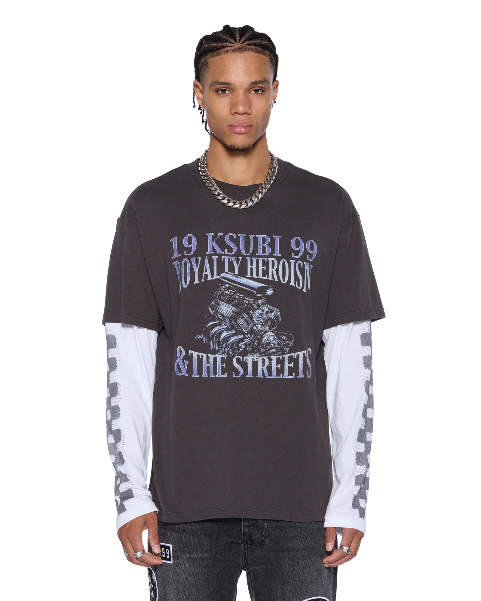 Mens Engine Ls Layer Tee Faded Black Tees