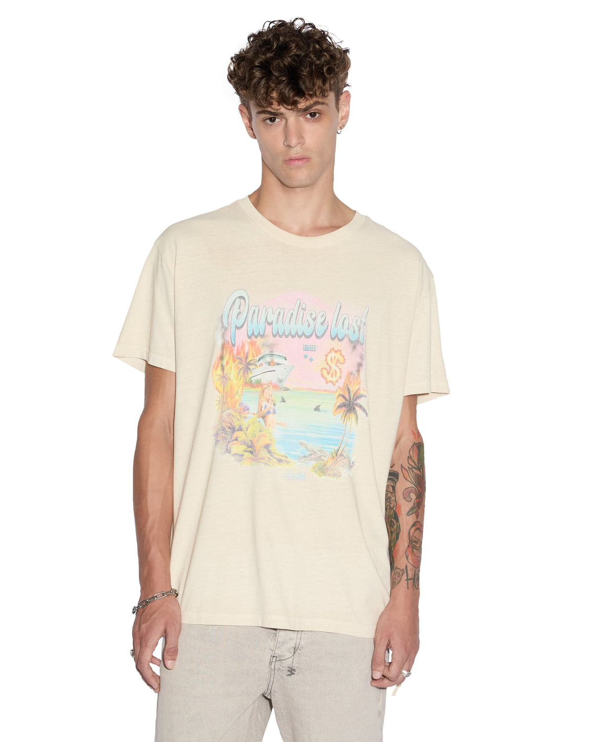 Paradise Biggie Short Sleeve Mens T-Shirt - Dusty Desert