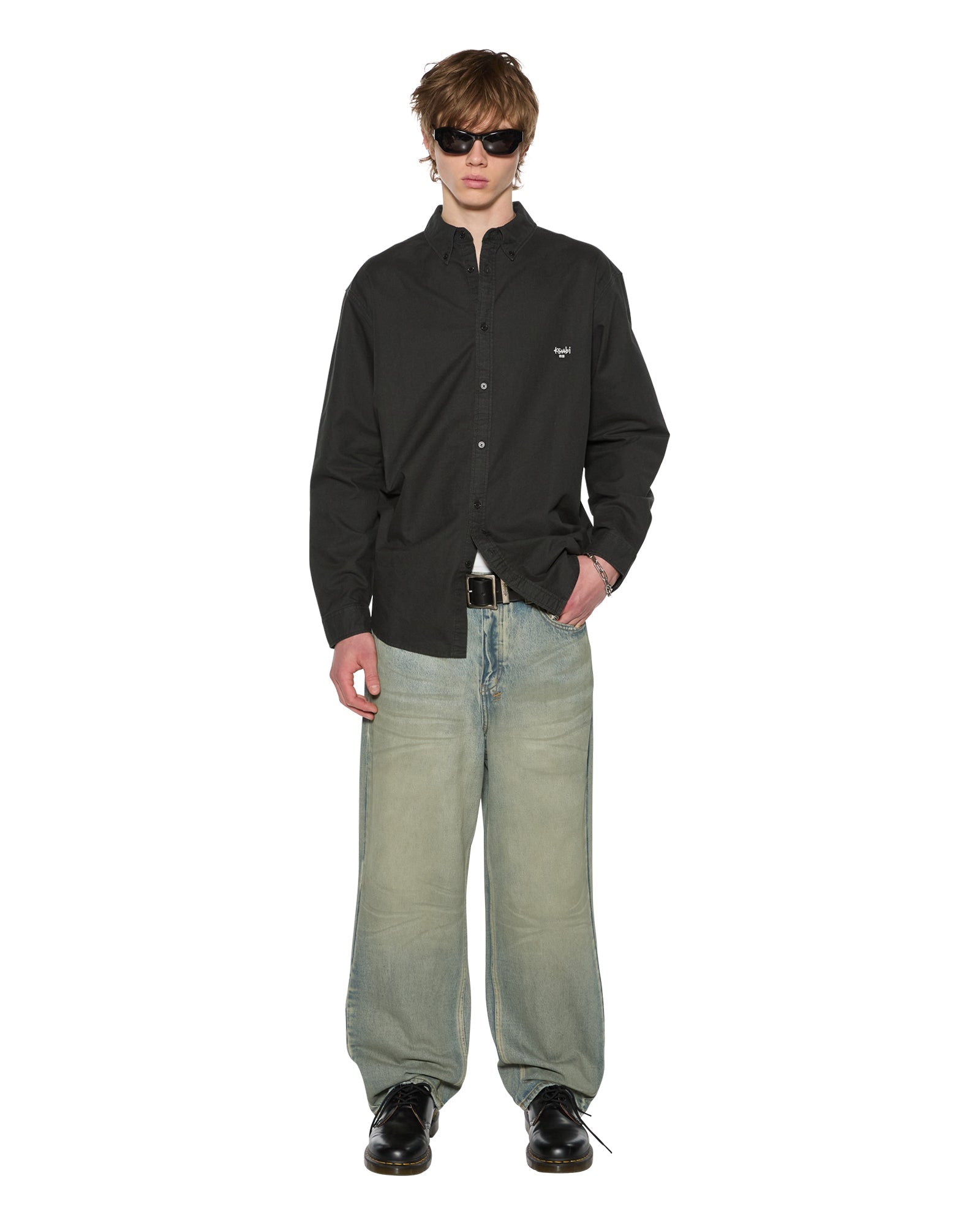 Mens Ksignature Button Down Ls Shirt Black Shirts