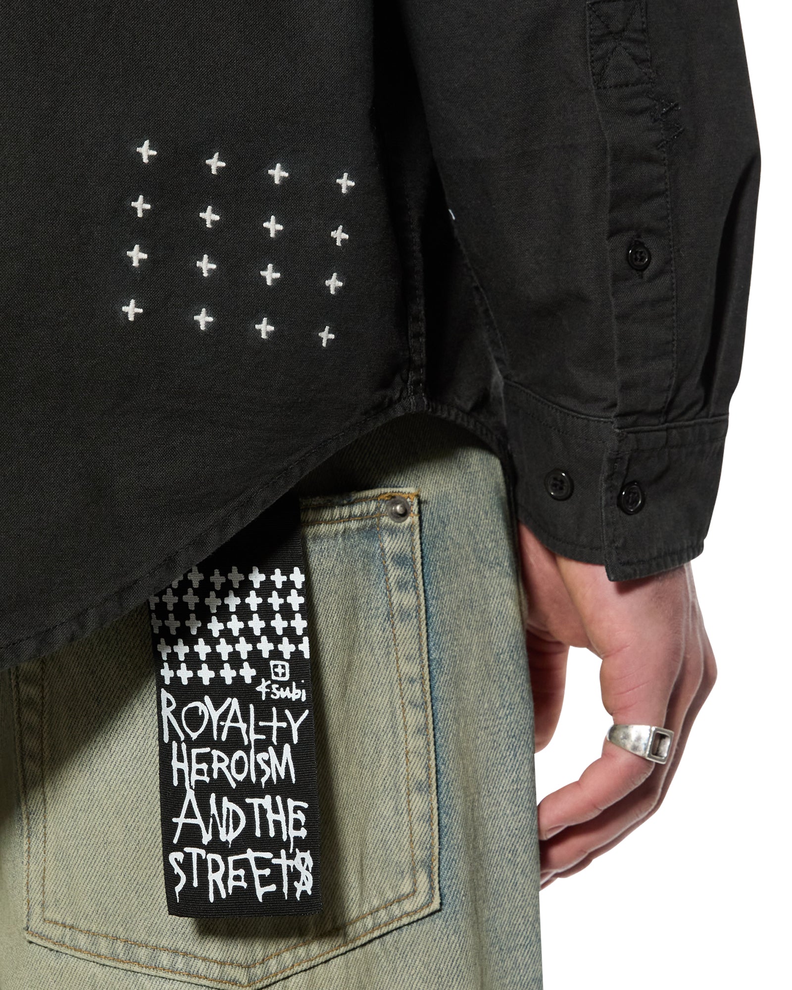 Mens Ksignature Button Down Ls Shirt Black Shirts