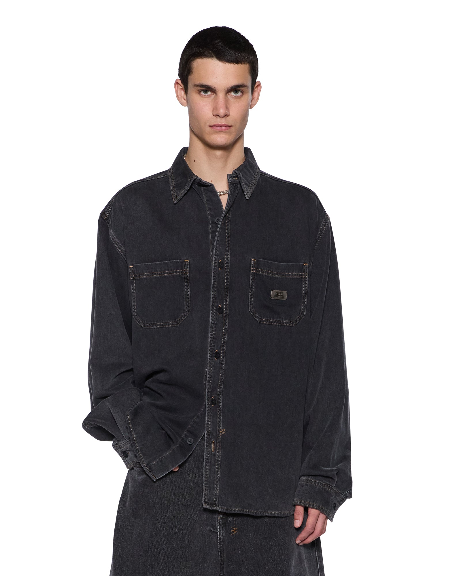 Mens Vulture Denim Ls Shirt Baxter Black Shirts