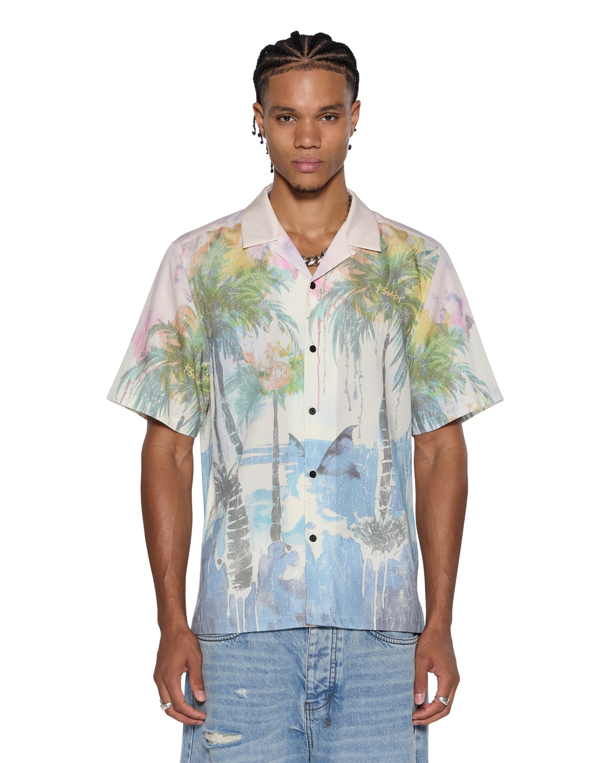 Mens Poolside Ss Resort Shirt Multi Shirts