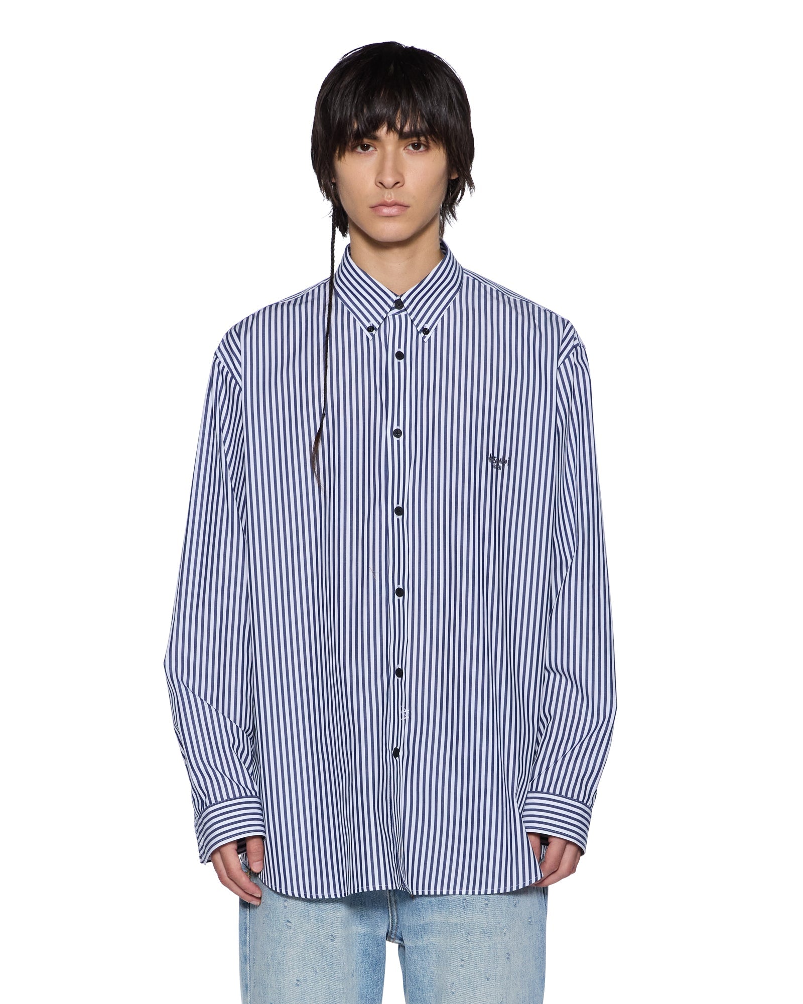 Mens Ksignature Ls Shirt White Stripe Shirts