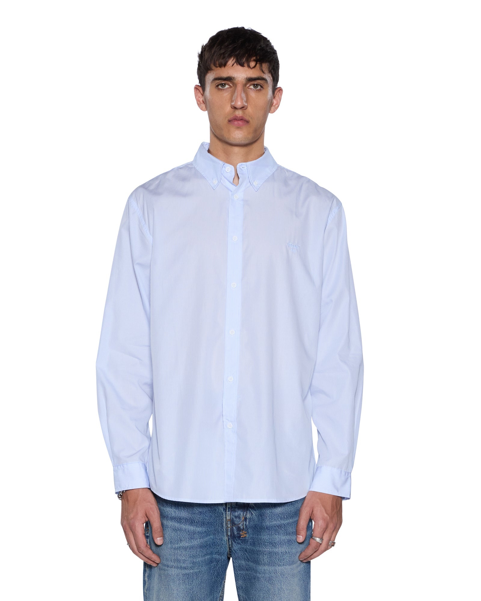 Mens Kade Ls Shirt Pin Blue Shirts