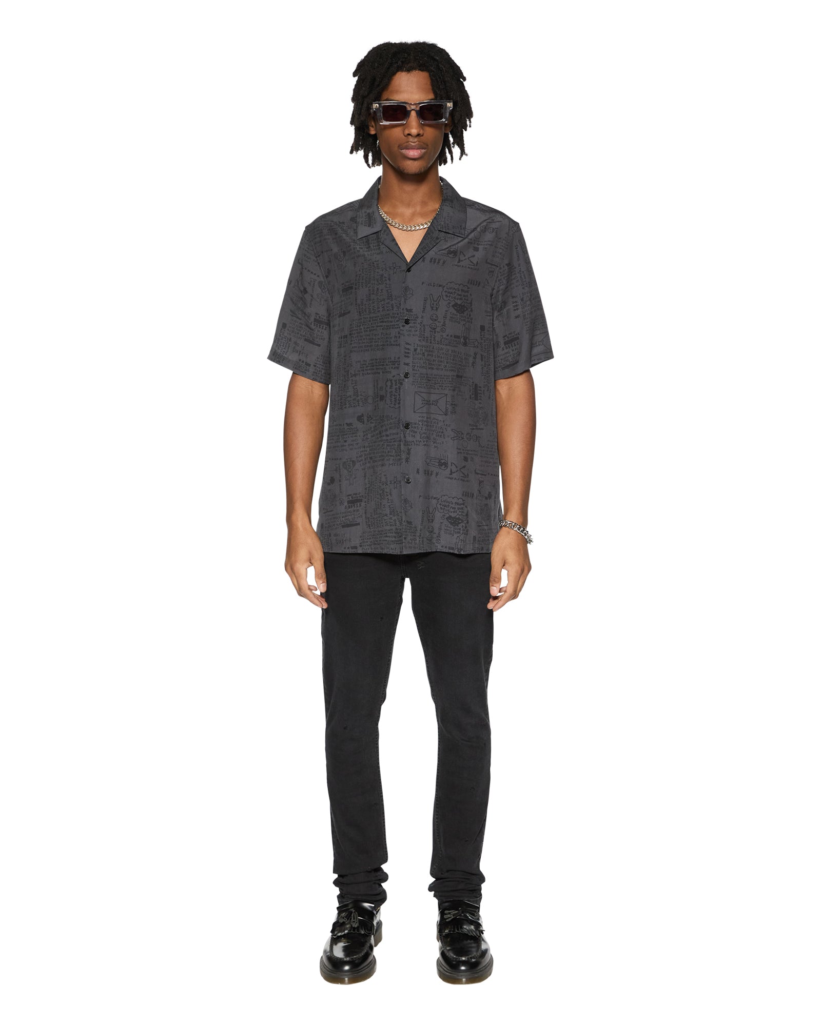 Verses Black Short Sleeve Resort Shirt