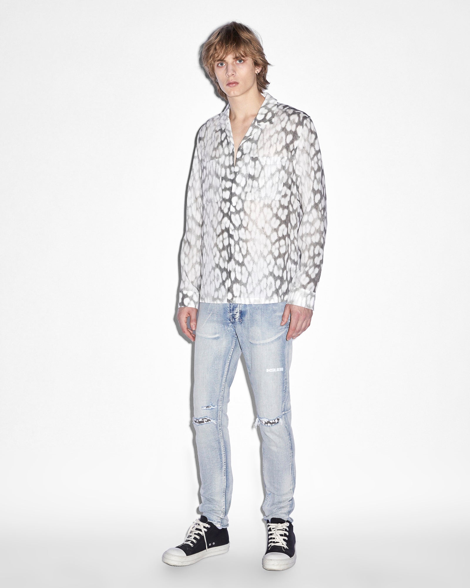 Leo Portal Resort Long Sleeve Button Up Shirt - Grey