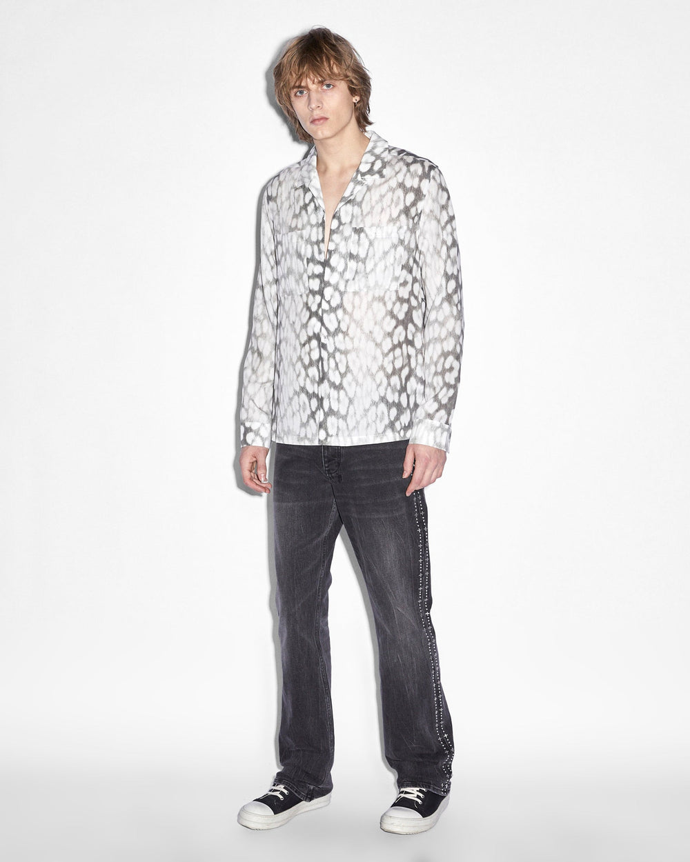 Leo Portal Resort Long Sleeve Button Up Shirt - Grey