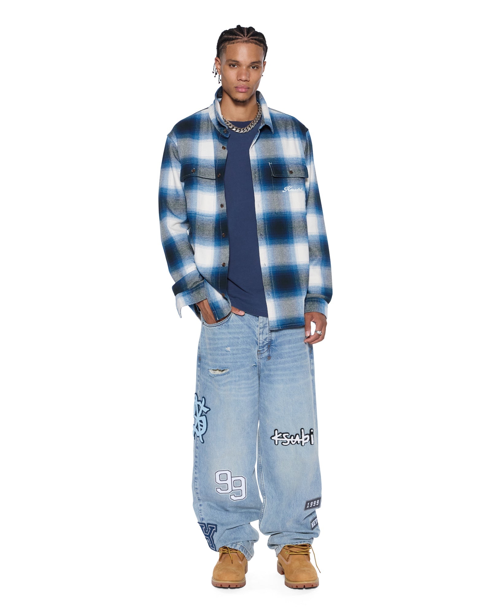 Mens Rosebowl Ls Shirt Salted Blue Shirts