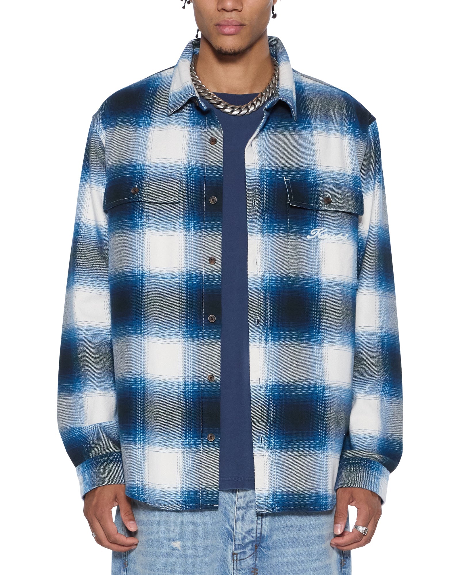 Mens Rosebowl Ls Shirt Salted Blue Shirts