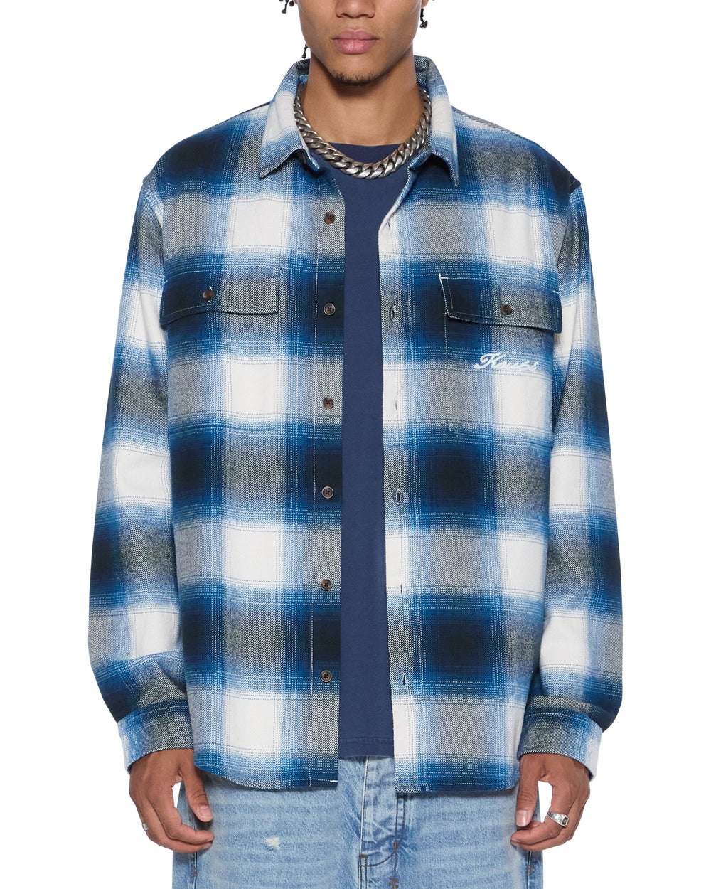 Mens Rosebowl Ls Shirt Salted Blue Shirts