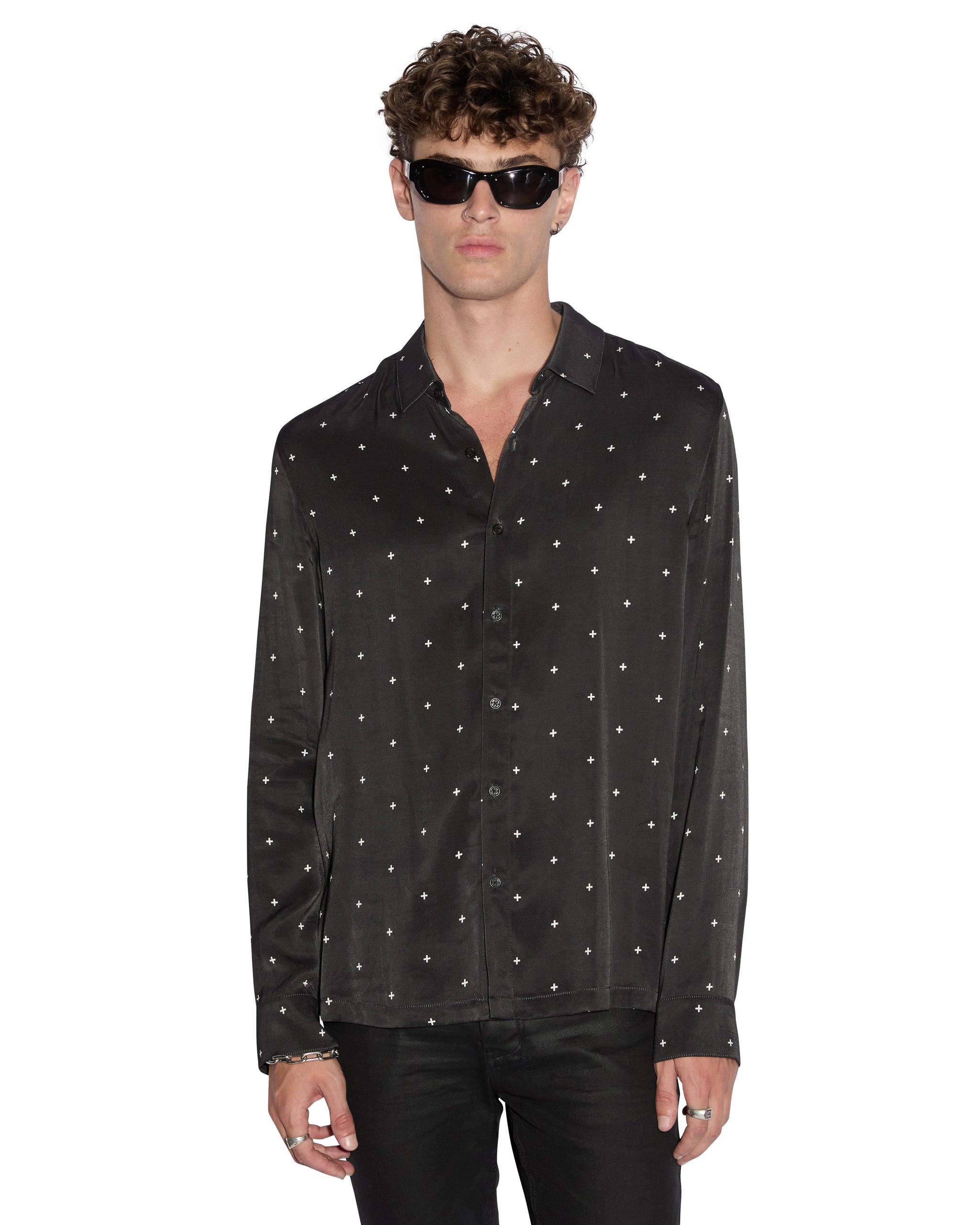 Polka Plus Long Sleeve Shirt - Black