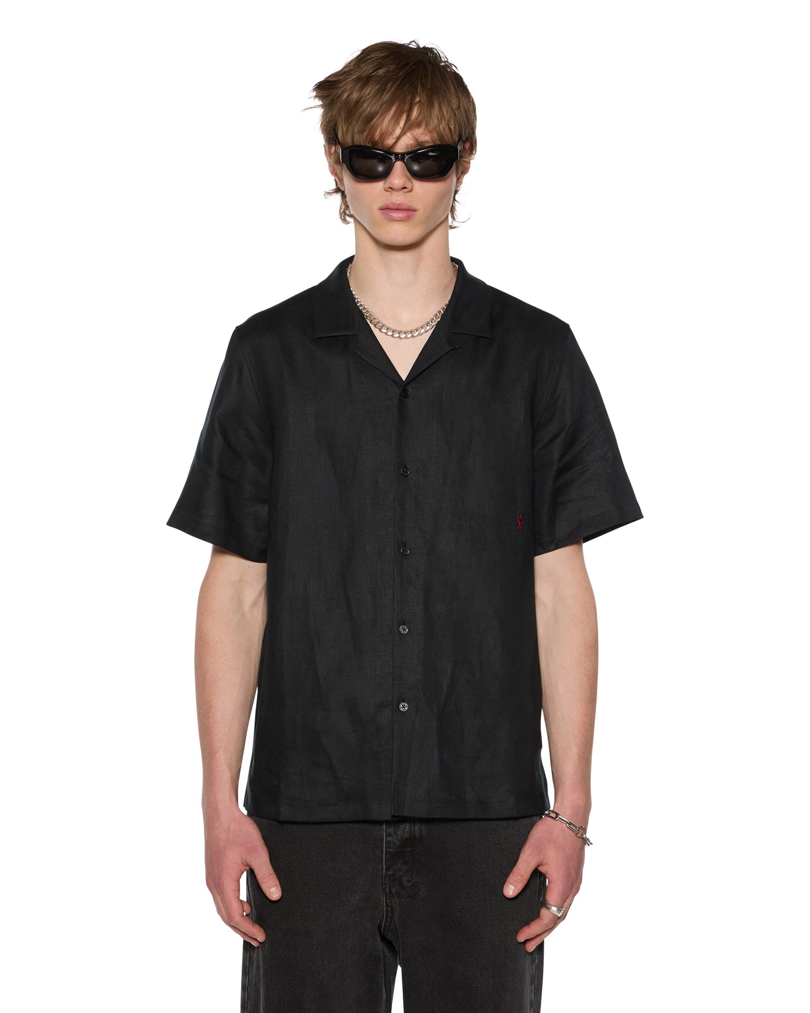 Mens Costa Resort Ss Shirt Black Shirts
