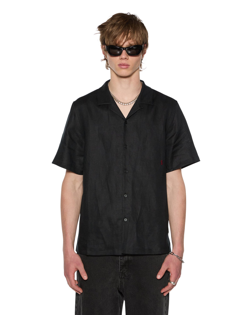Mens Costa Resort Ss Shirt Black Shirts