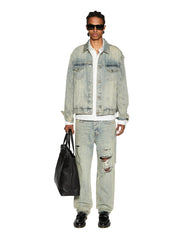 Skript Long Sleeve Cotton Shirt - White and Blue Pinstripe