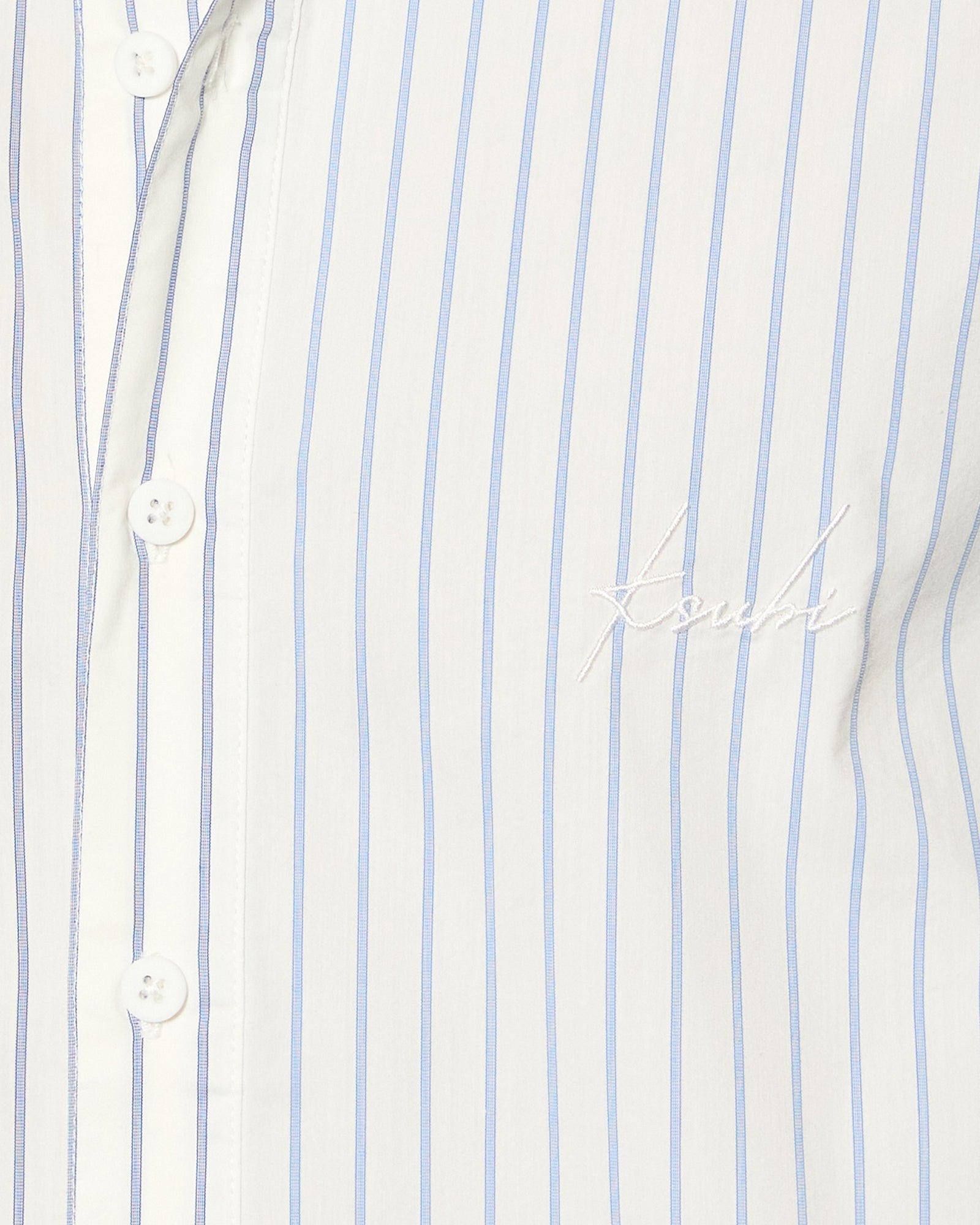 Skript Long Sleeve Cotton Shirt - White and Blue Pinstripe