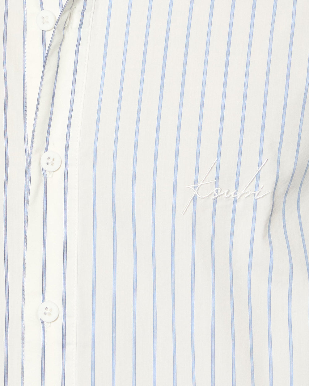 Skript Long Sleeve Cotton Shirt - White and Blue Pinstripe