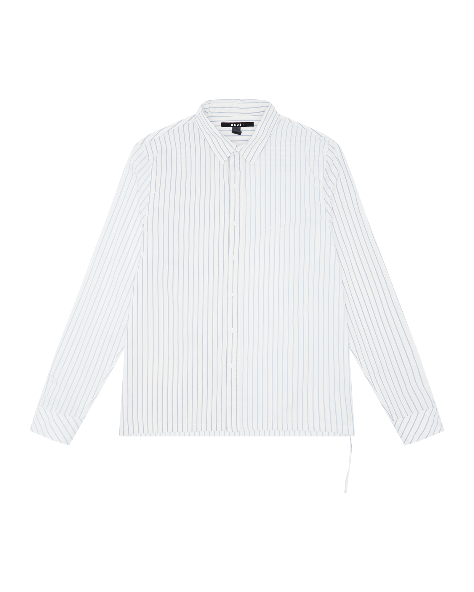 Skript Long Sleeve Cotton Shirt - White and Blue Pinstripe