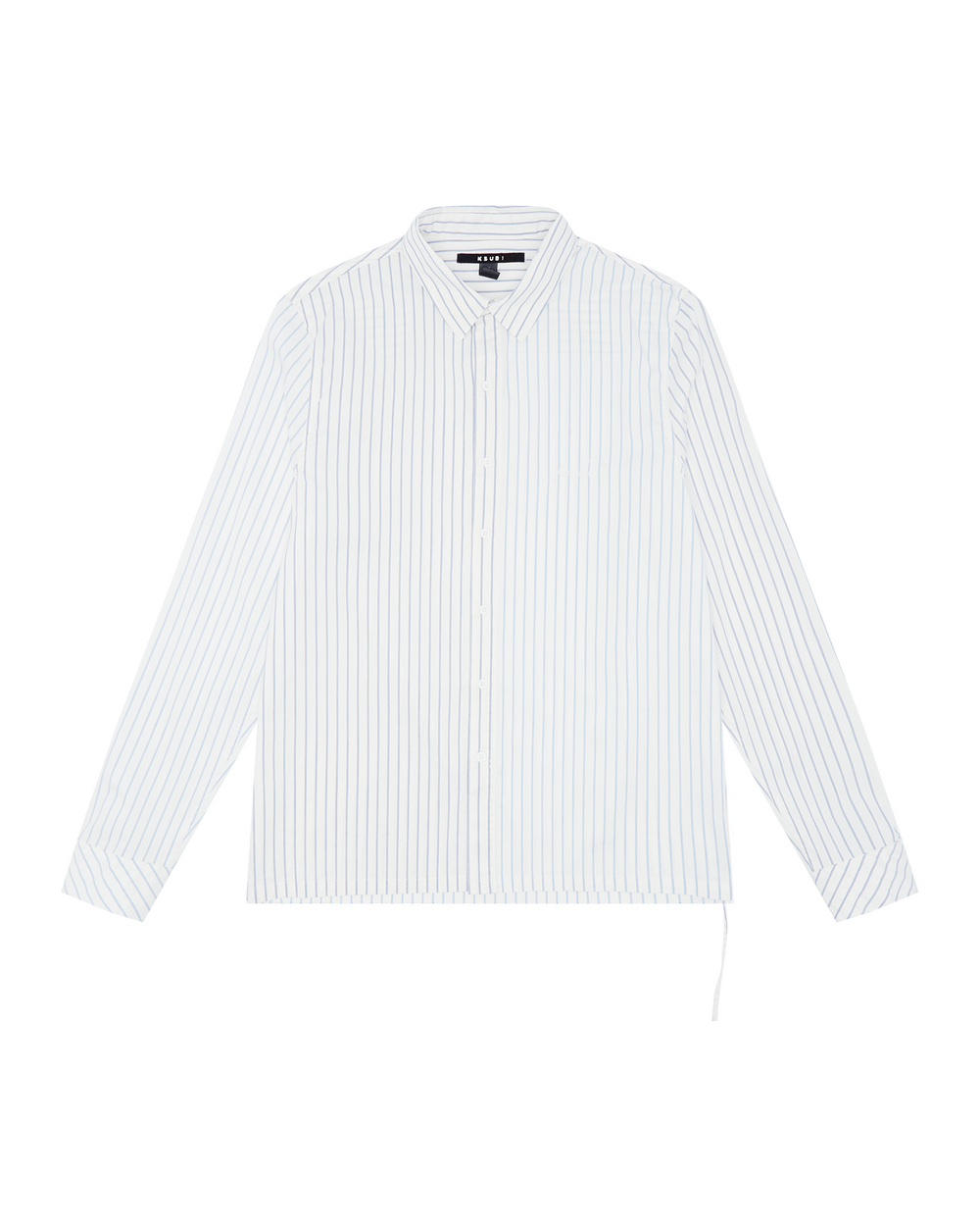Skript Long Sleeve Cotton Shirt - White and Blue Pinstripe