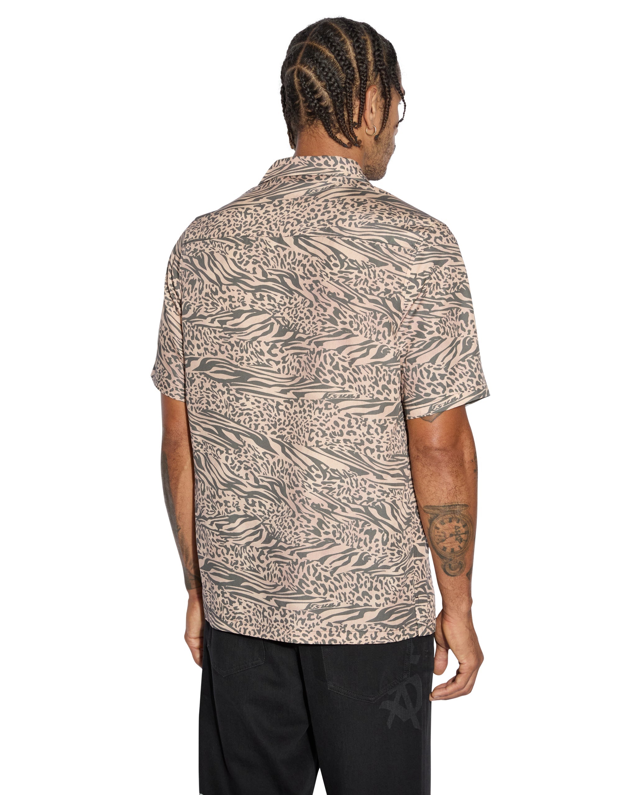 Confused Resort Short Sleeve Mens Shirt - Leopard Print