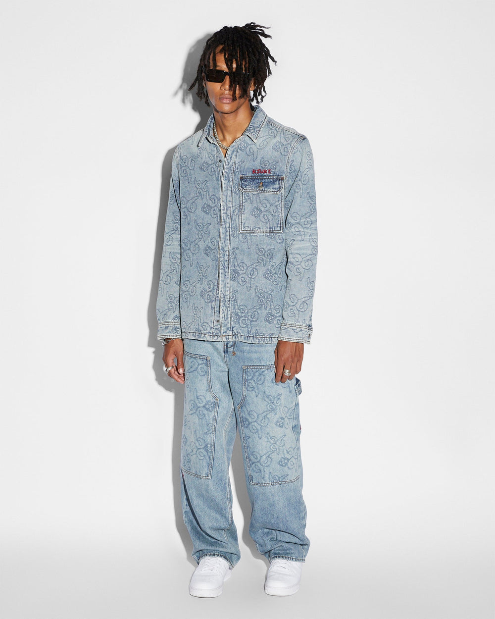 Quilted Long Sleeve Denim Shirt K9 - Stoned Blue
