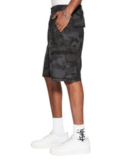 Fugitive Cargo Short Black Camo Relaxed Fit - Dark Wash